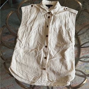 Banana Republic Cream Sleeveless Button-Down Shirt
